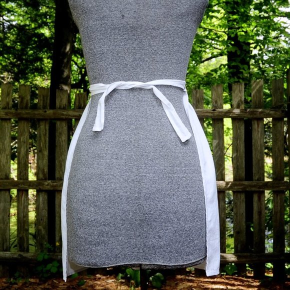 Vintage 60s 'Swiss Miss' Style White Cotton Full Bib Apron Blue Trim Cottagecore - Picture 8 of 9